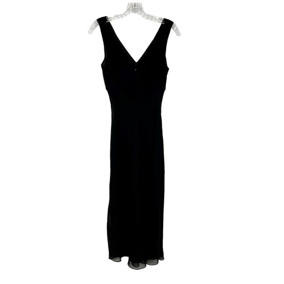 BCBG Paris Womens Black Silk Cocktail Dress Sleeveless V Neck Chiffon size 6 - Picture 1 of 11